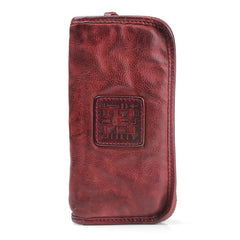 Red Mens Leather Clutch Wallet Zip Around Wallet Leather Wallet Clutch for Men Leather Zip Wallet