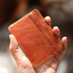 Brown Slim Leather Mens Card Wallet Small Card Holder Front Pocket Wallet For Men - iwalletsmen