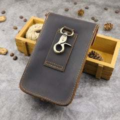 Cool Brown Leather Mens Belt Case Belt Pouch Mini Waist Pouch Belt Bags Phone Bag For Men - iwalletsmen