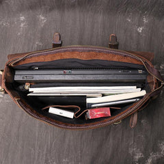Black Cool Leather 13 inches Small Satchel Messenger Bag Side Bag Courier Bag For Men - iwalletsmen