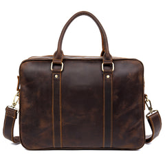 Brown Leather Mens 14 inches Briefcase Laptop Bag Navy Business Bags Work Bag for Men - iwalletsmen
