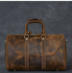 Retro Brown Leather Men's Business Overnight Bag Large Travel Bag Duffel Bag Weekender Bag For Men - iwalletsmen