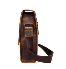 Dark Brown Casual Leather 8 inches Shoulder Vertical Postman Bag Messenger Bags Courier Bag for Men - iwalletsmen