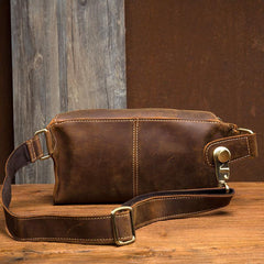 Cool Brown Leather Mens Fanny Packs Waist Bag Hip Pack Belt Bag Bumbag for Men - iwalletsmen