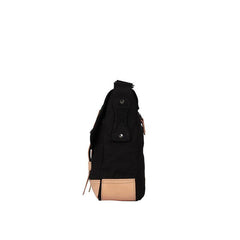 Black Canvas Leather Mens Side Bag Messenger Bags Navy Blue Canvas Courier Bags for Men - iwalletsmen