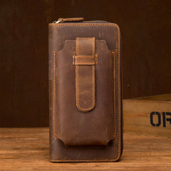 Brown Cool Mens long Wallet Wristlet Bag Clutch Wallet Mobile Long Wallet for Men - iwalletsmen