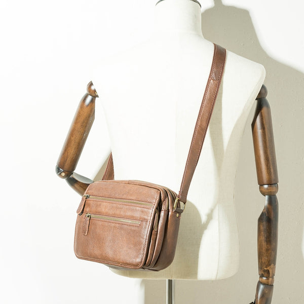 Brown Cool Leather Mens 10 inches Side Bag Small Courier Bag Messenger Bags for Men - iwalletsmen
