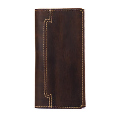 Cool Dark Brown Mens long Wallet Trifold Multi Cards Long Wallet  for Men - iwalletsmen