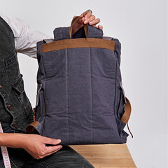 Canvas Leather Mens Backpack 15 inches Travel Green Backpacks Satchel Backpack Canvas School Backpack for Men - iwalletsmen