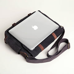 Canvas Mens Side Bag 15'' Black Large Courier Bag Postman Bag Messenger Bag for Men - iwalletsmen