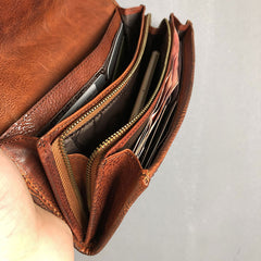Handmade Genuine Leather Mens Clutch Cool Fashion Wallet Clutch Wristlet Wallet for Men