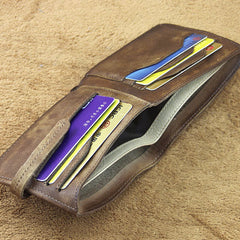 Handmade Mens Cool billfold Leather Wallet Men Small Slim Wallets Bifold for Men - iwalletsmen