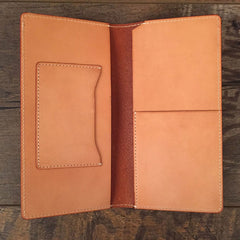Handmade Leather Mens Cool Long Leather Wallet Slim Travel Passport Wallet for Men
