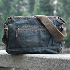 Vintage Denim Blue Mens Casual Side Bag Messenger Bag Jean Blue Postman Bags Courier Bag For Men - iwalletsmen