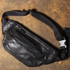 Brown MENS Suede 8 inches Black LEATHER FANNY PACK Chest Bag WAIST BAGS For Men - iwalletsmen