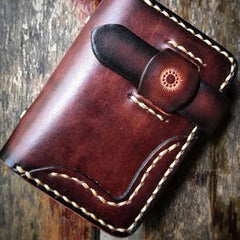 Dark Brown Leather Wallet for Credit Cards Handmade Leather Card Wallets Mens Leather Card Wallet