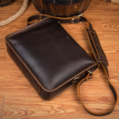 Fashion Dark Brown Leather 11 inches Postman Bag Messenger Bags Courier Bag for Men - iwalletsmen