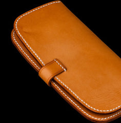 Handmade Leather Men Slim Cool Leather Wallet Long Phone Clutch Wallets for Men
