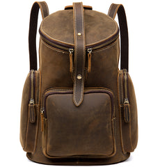 Brown Business Mens Leather 12-inches Computer Backpacks Cool Travel Backpacks School Backpacks for men - iwalletsmen