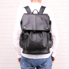 Cool Brown Black Leather Men's Backpack College Backpack 13inch Laptop Backpack For Men - iwalletsmen
