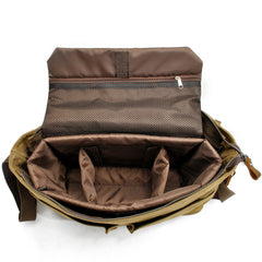 Waxed Canvas Leather Mens Waterproof 14'' Camera Bags Black Side Bag Messenger Bag Shoulder Bag For Men - iwalletsmen