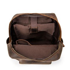 Best Brown Mens Leather 14 inches School Backpack Travel Backpack Top Computer Backpack For Men - iwalletsmen