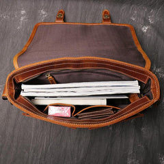 Cool Brown LEATHER MENS 12'' Side BAG COURIER BAG Brown MESSENGER BAG FOR MEN - iwalletsmen