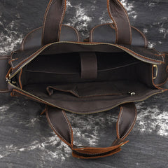 Cool Leather Briefcase 14inch Laptop Handbag Work Bag Travel Bag For Men - iwalletsmen