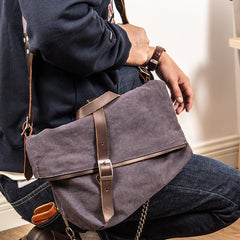 Canvas Mens Womens Casual Beige 12‘’ Courier Bag Side Bag Messenger Bag for Men - iwalletsmen