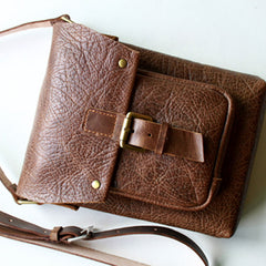 Handmade Vintage Leather Mens Small Messenger Bag Coffee Cell Phone Shoulder Bag for Men - iwalletsmen