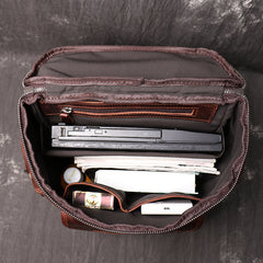 Cool Brown Mens Leather 15.6 inches Large School Backpack Travel Backpack for Men - iwalletsmen