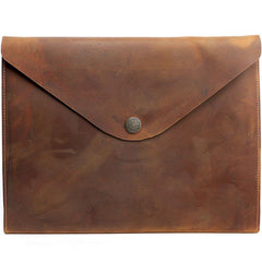 Vintage Business Leather Mens Black Envelope Bag Document Purse Brown Clutch For Men - iwalletsmen