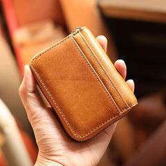 Black Leather Mens Card billfold Wallet Zipper Small Card Wallet Card Holders For Men - iwalletsmen