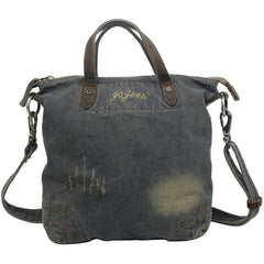 Denim Blue WOmens Mens Messenger Bag Vertical Tote Shoulder Bag Jean Courier Bag Handbag - iwalletsmen