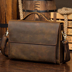 Leather Mens 14 inches Brown Briefcase Laptop Bag Business Bags Work Bags for Men - iwalletsmen