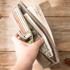 Handmade Black Leather Mens Small Wallet Bifold Card Wallet Front Pocket Wallet billfold Wallet for Men - iwalletsmen
