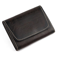 Vintage Brown Leather Men's Small Wallet Black billfold Card Wallet For Men - iwalletsmen