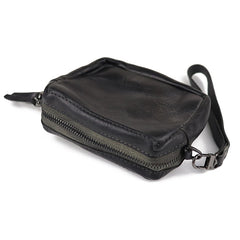 Vintage Leather Brown Men's Coin Wallet Black Wristlet Change Wallet Card Holder For Men - iwalletsmen