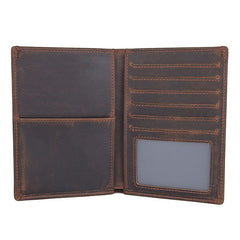 Cool Leather Long Wallet for Men Slim Bifold Wallet Passport Wallet Travel Wallet - iwalletsmen