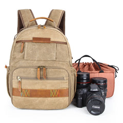 GREEN LARGE CANVAS WATERPROOF MENS CANON CAMERA BACKPACK NIKON CAMERA BAG DSLR CAMERA BAG FOR MEN - iwalletsmen
