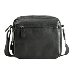 Black Cool Leather Mens Side Bag Postman Bag Small Black Messenger Bags Courier Bag for Men - iwalletsmen