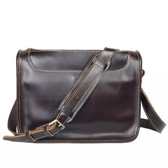 Handmade Dark Coffee Leather Mens 10 inches Courier Bag Brown Messenger Bags Dark Brown Postman Bags For Men - iwalletsmen