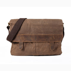 Casual Waxed Canvas Leather Brown Men's Side Bag Shoulder Bag Messenger Bag For Men - iwalletsmen