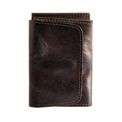 Dark Brown Cool Leather Mens Card Wallets Bifold Vintage Front Pocket Wallet Coin Holder for Men - iwalletsmen