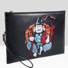 Handmade Leather Mens Cool Embroidery Wallet Zipper Clutch Wristlet Wallet for Men - iwalletsmen