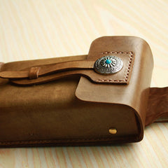 Handmade Cool Leather Cell Phone Holsters Belt Pouch Mens Waist Bag for Men - iwalletsmen