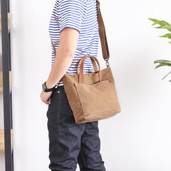 Canvas Leather Mens Womens Large White Handbag Tote Bag Khaki Shoulder Tote Purse For Men - iwalletsmen