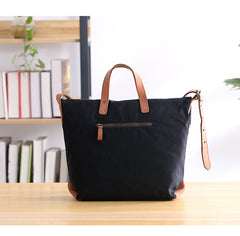 Canvas Leather Mens 13'' Khaki Side Bag Courier Bag Messenger Bag Black Shoulder Bag for Men - iwalletsmen