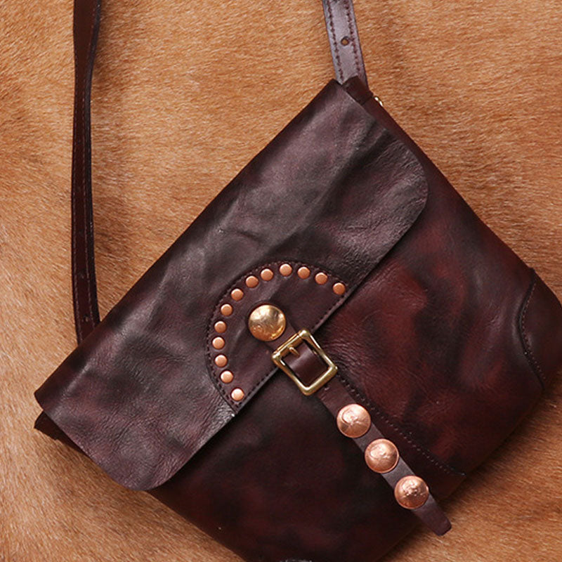 Cool Mens Leather Country Side Bag Small Saddle Messenger bag Shoulder bag For Men - iwalletsmen