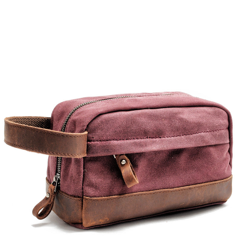 Cool Canvas Leather Mens Clutch Bag Handbag Storage Bag Wash Bag For Men - iwalletsmen